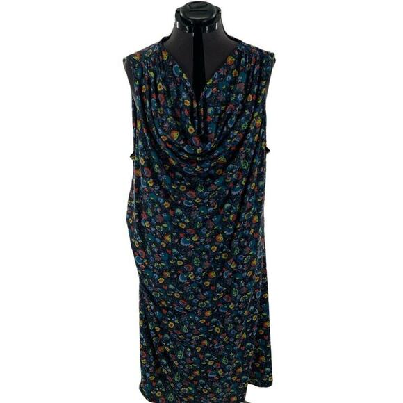Triste Dress Womens Size 4X Multicolor Sleeveless Floral Stretch Cowl Neck Dress - Picture 1 of 8
